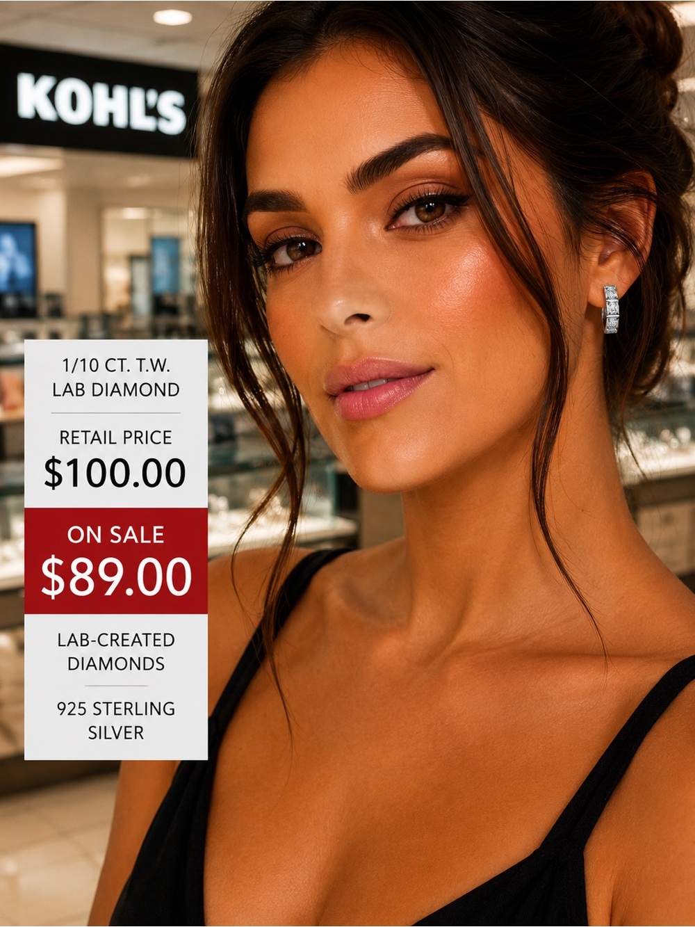 Kohl's Sterling Silver Hoop Earrings with Lab Diamonds - Silver